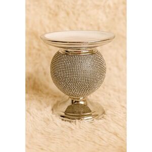 Bath and Body Works Rhinestone Bling Applique Pedestal 3 Wick Candle Holder NEW‎